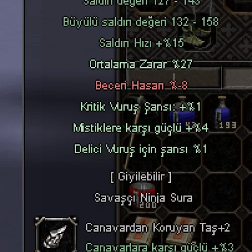  37 LV. BEDENSEL FARMLIK SAVAŞÇI + ŞAMANI İLE BİRLİKTE EVLİ